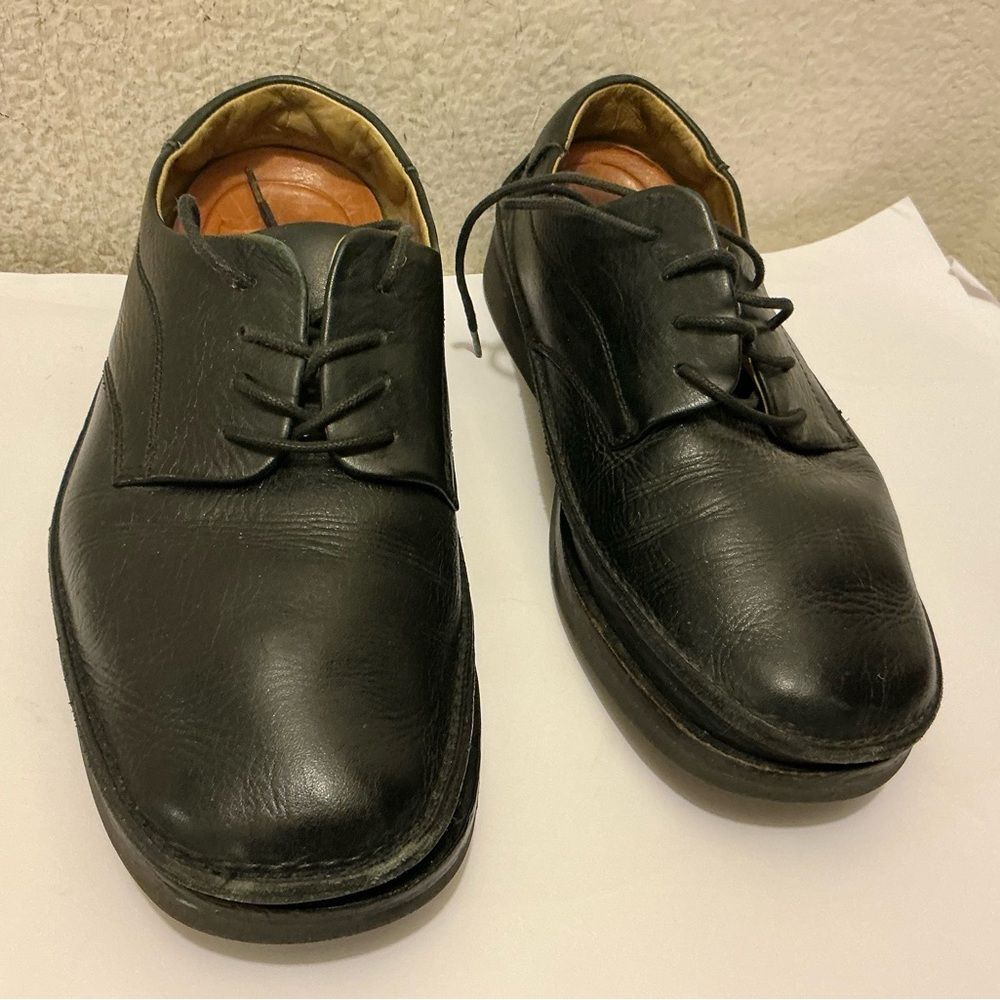 1803 OXFORD MEN SHOES 43 EUR 10 USA BLACK LEATHER UPPERS &LINING RUBBER SOLE.